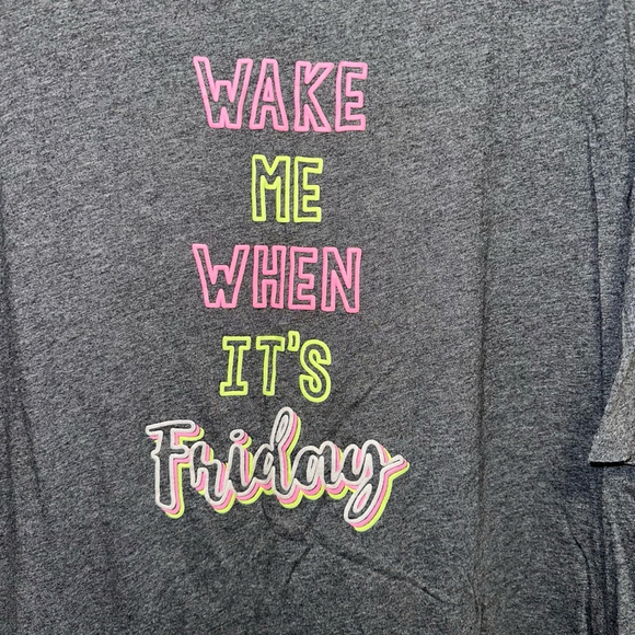 Women's Secret Treasures T-Shirt, L-XL, Gray “Wake me up when it’s Friday” 14-18 - Picture 2 of 6